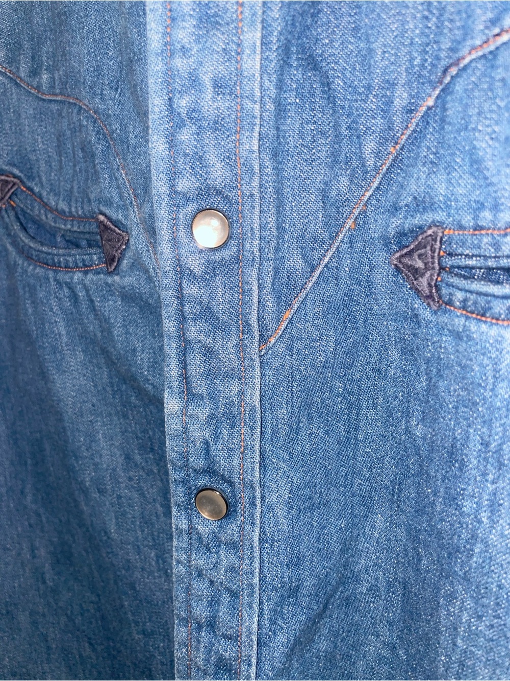 Ralph Lauren Vintage 100% Cotton Smiley Pocket Denim Snap Shirt - Picture 5 of 11
